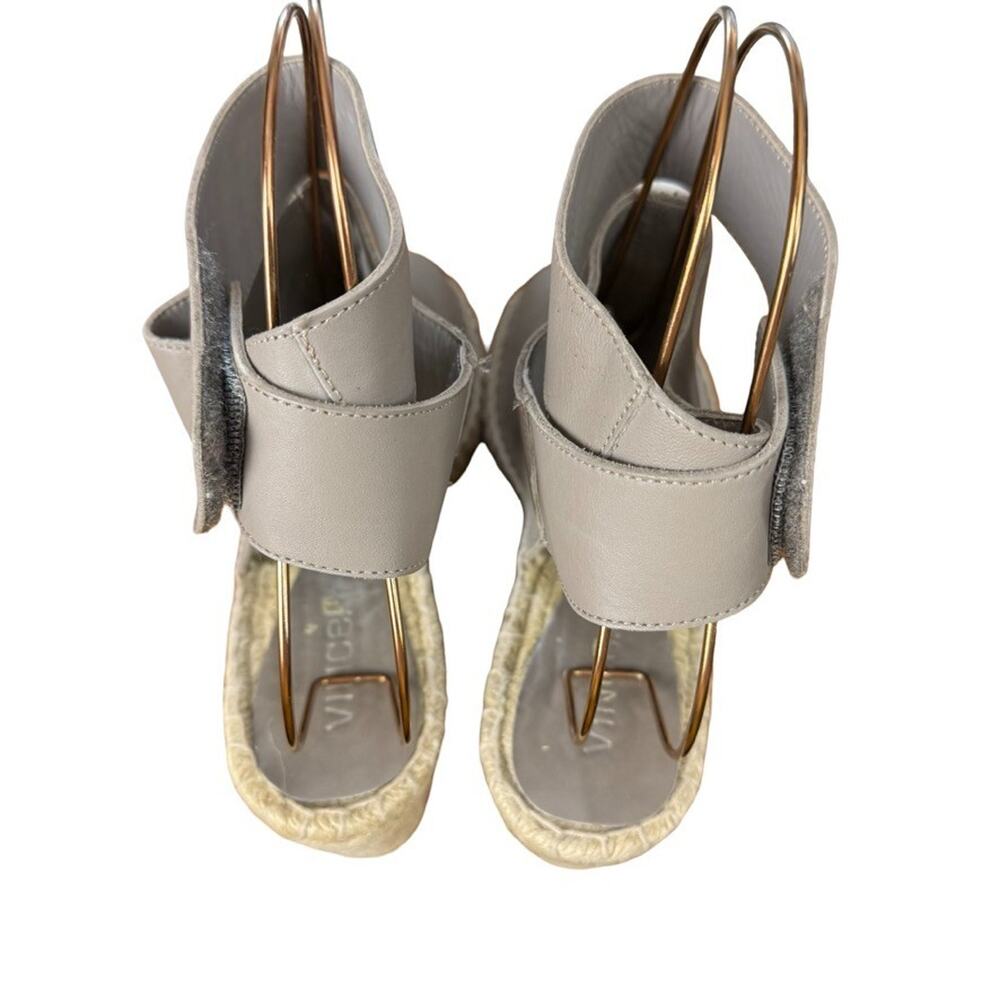 Vince Espadrille Wedge Leather Gray Ankle Strap Sandals Shoes Boho Resort sz 10 - Picture 10 of 16